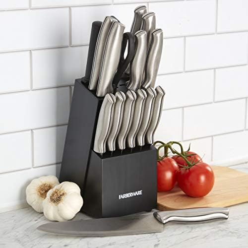 Farberware 15-Piece Kitchen Knife Block Set, Stainless Steel - Image 4
