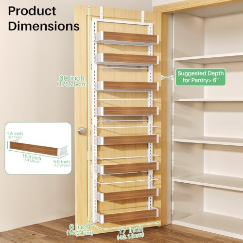 SNTD 8 Tiers Wooden Over the Door Organizer - Image 2