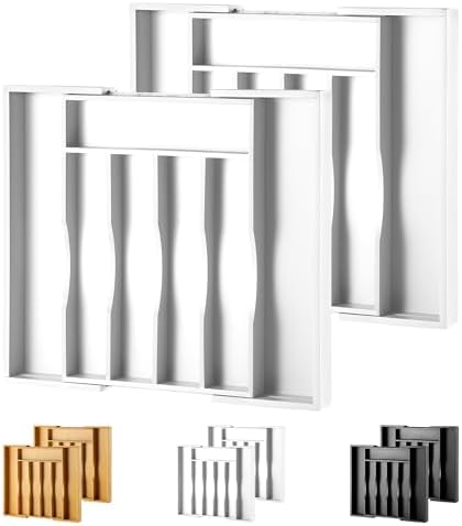 2-Piece Expandable Bamboo Kitchen Drawer Organizer by oridom