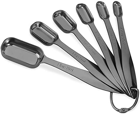 6-Piece 18/8 Stainless Steel Measuring Spoons Set, Dark Gray by ALLWIN-HOUSEWARE