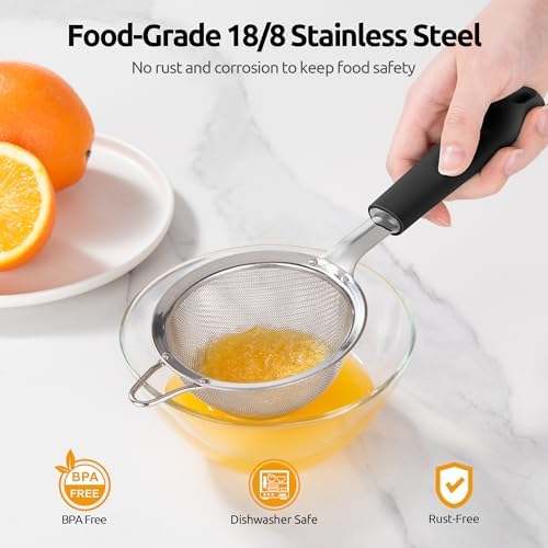 U-Taste Fine Mesh Strainer, 18/8 Stainless Steel Sieve 30 Mesh - Image 2