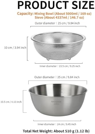 Stainless Steel Colander and Mixing Bowl Set - Image 3
