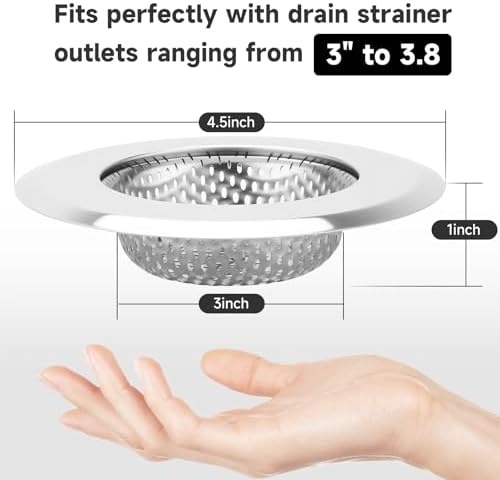 Kitchen Sink Drain Strainer, Premium Stainless Steel Rust-Proof Wide Rim - Image 2