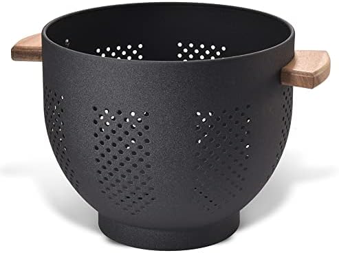 Metal Colander with Wood Handle and Stable Base, Powder Coated Steel Kitchen by Unknown