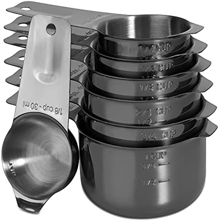 7-Piece 18/8 Stainless Steel Measuring Cups Set, Dark Gray by ALLWIN-HOUSEWARE
