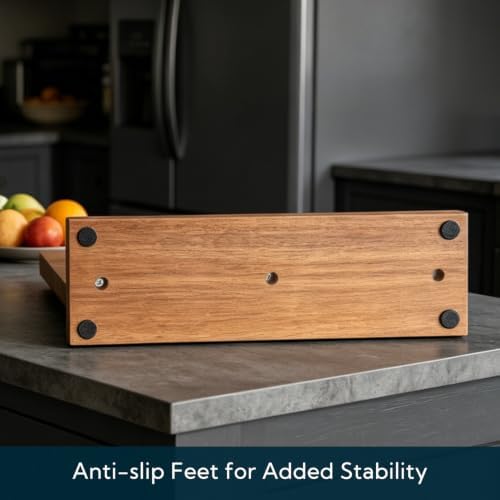 KITCHENDAO Acacia Wood Magnetic Knife Block - Image 5