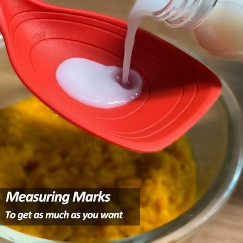 Vovoly Large Silicone Cooking Spoon Set, Deep bowl & Measurement Mark - Image 5