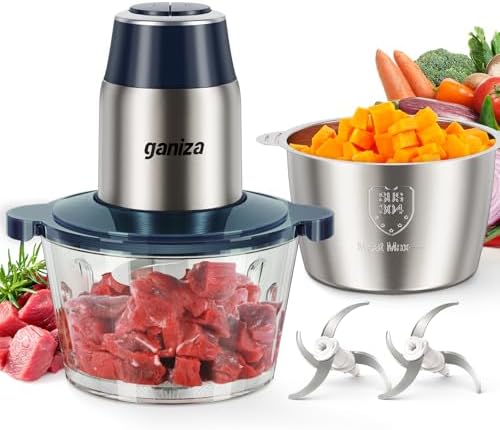 Ganiza Food Processors with 2 Bowls, 450W Meat Grinder Vegetable Chopper by Ganiza