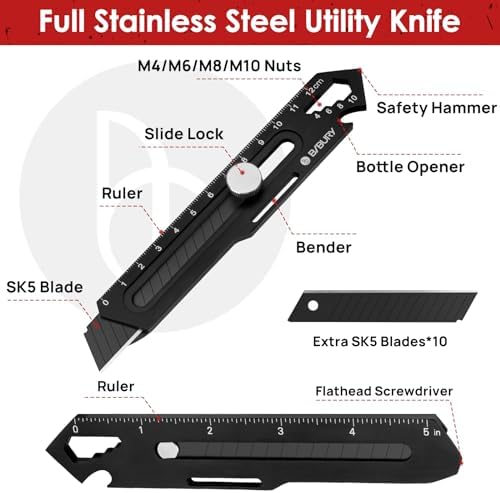 BIBURY 2 Pcs 18mm Retractable Utility Knife, Stainless Steel Box Cutter - Image 2