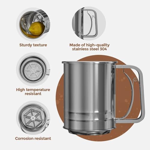 Stainless Steel 3 Cups Hand Press Flour Sifter - Image 4