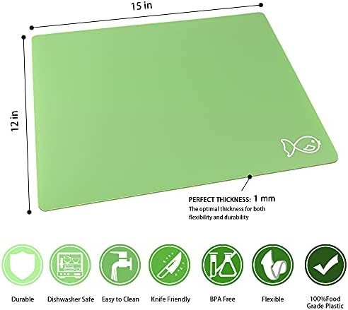 ZVP Plastic Cutting Boards for Kitchen, Flexible Cutting Mats, Gradient Green - Image 3