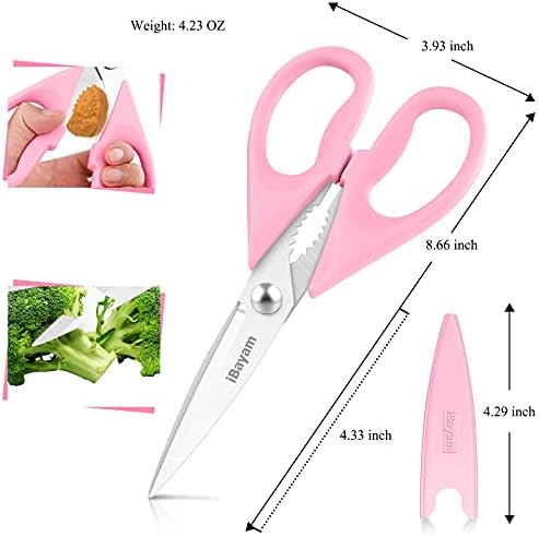 iBayam Pastel Kitchen Scissors All Purpose Heavy Duty & Cover - Image 4