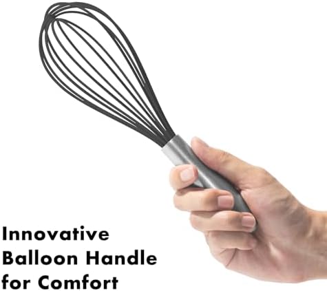 OYV 10-Inch Black Silicone Whisk, Non-Scratch, 18/10 Stainless Steel Handle - Image 3