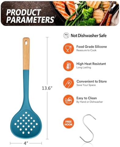 Badiano Silicone Kitchen Ladle Strainer, Large Slotted Spoon - Image 2