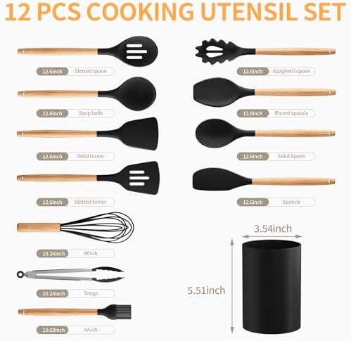 Silicone Cooking Utensil Set, Nonstick 446°F Heat-Resistant Cookware Kitchen - Image 2