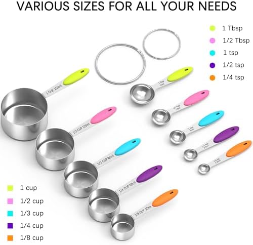 TILUCK Nesting Measuring Cups and Spoons Set, Stainless Steel - Image 3