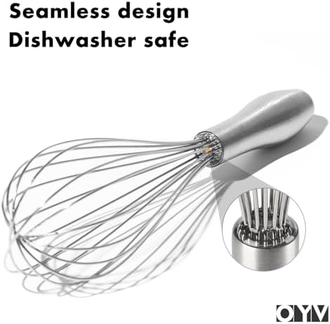 OYV 8" Small Whisk, 18/10 Stainless Steel Whisk, Ergonomic Handle - Image 5