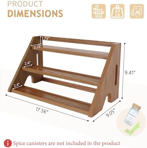 Bamboo Spice Rack Organizer -3-Tier Spice Rack - Image 2