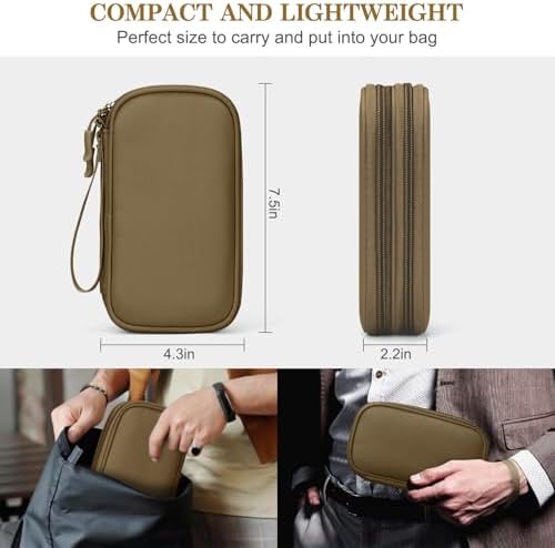 FYY Electronic Organizer, Travel Tech Pouch Bag, Cable Organizer Brown - Image 2