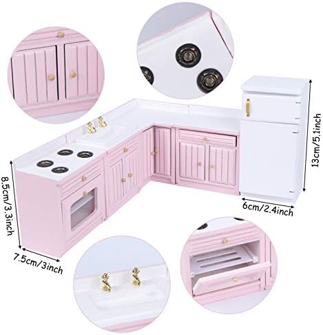 1:12 Scale Dollhouse Kitchen Furniture Set, Doll House Kitchen Accessories - Image 2