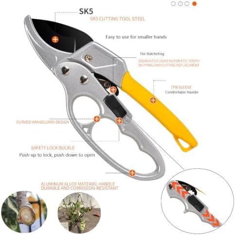 Pruning Shears, Gardening Tools Scissors, Ratcheting Pruners Heady Duty - Image 3
