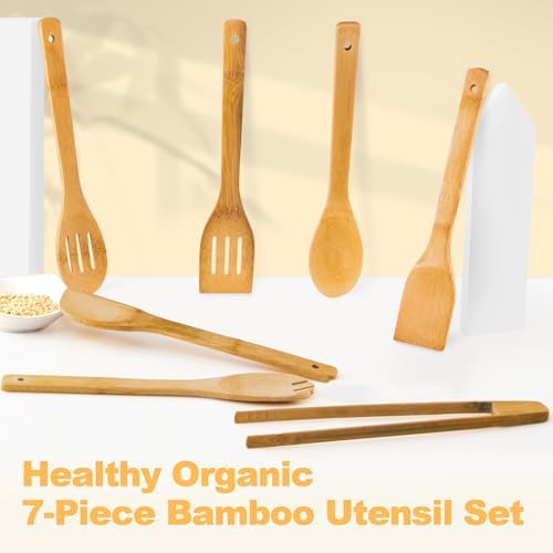 Eisinly 7-Piece Wooden Cooking Spoons, Durable Carbonized Bamboo Utensil Set - Image 3