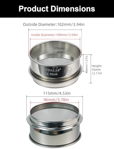 4" Full 304 Stainless Steel Lab Sieve, 14 Mesh Sifter - Image 3