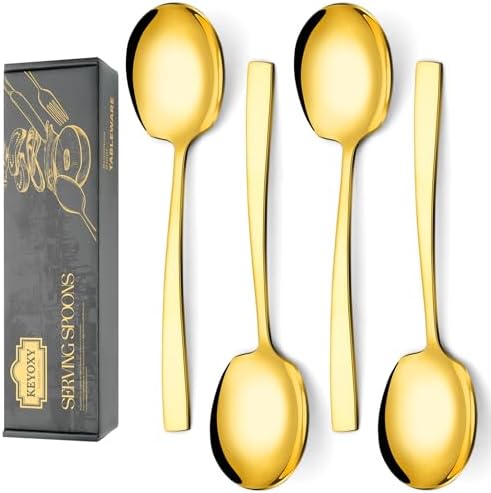 4 Piece Serving Spoons Set, 9.2-Inch Includes 4 Large Spoons by KEYOXY