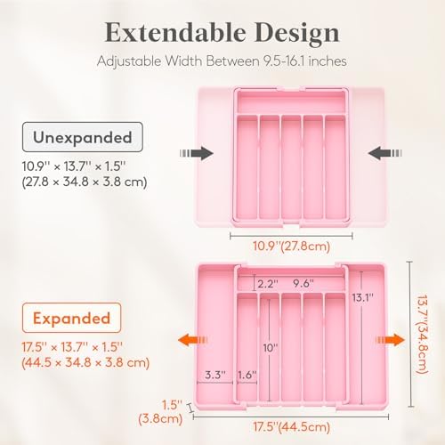Lifewit Expandable Silverware Drawer Organizer, Kitchen Utensil Tray - Image 2
