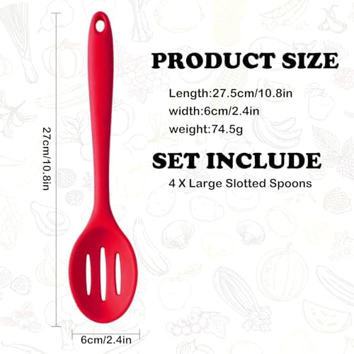 Linwnil 4 Pieces Silicone Slotted Spoons, 10.6 Inch Nonstick Mixing Serving - Image 3