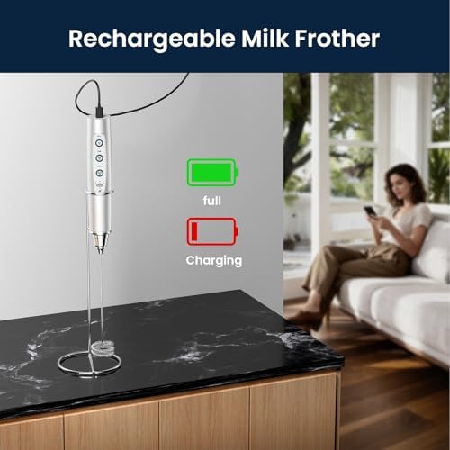 Milk Frother Wand Rechargeable Handheld Electric Whisk 3 Speed Adjustable - Image 4