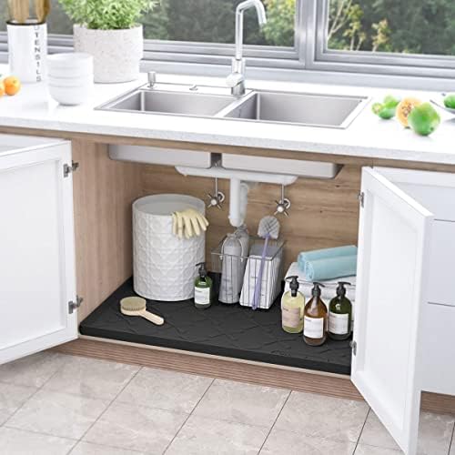 SIKADEER Waterproof Under Sink Mat 19" x 19" Silicone Mat Cabinet Protector - Image 2