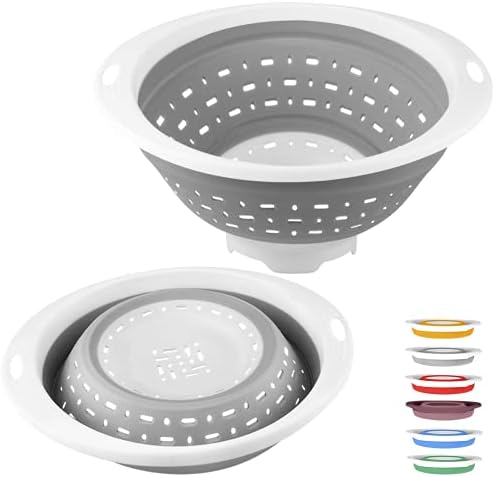 QiMH Collapsible Colander and Strainer, 5 Quart, Heavy Duty Kitchen Drainer by Qimh