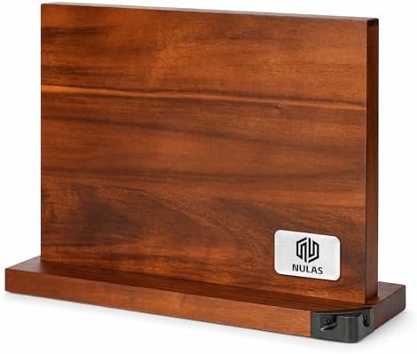 Magnetic Knife Block with Built-in Sharpener, Double-Sided Countertop Magnetic by NULAS