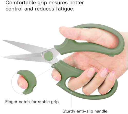 Housolution Flower Scissors, Steel Pointed Pruning Shears, Avocado Green - Image 4