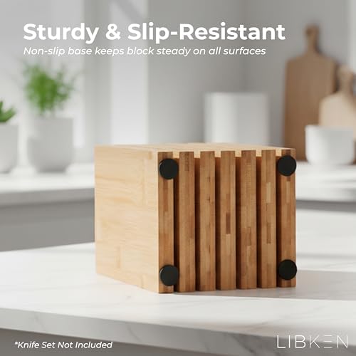 Libken Bamboo Knife Block – Minimal Scandinavian Design, Universal Knife Holder - Image 5