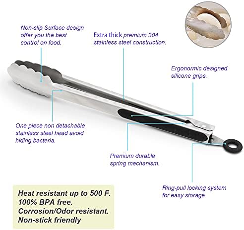 304 Stainless Steel Kitchen Cooking Tongs - Image 5