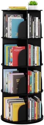 SpaceAid 4 Tier Rotating Bookshelf Tower, Spinning Bookcase Lazy Susan by SpaceAid