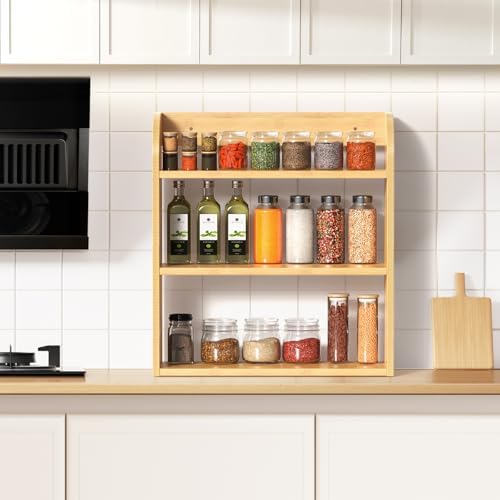 ROMGUAR CRAFT 3 Tier Bamboo Spice Rack Countertop or Wall Mounting - Image 6