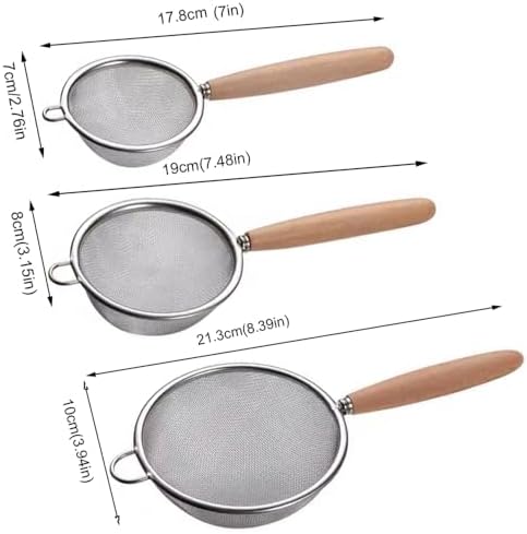 3Pcs Stainless Steel Fine Mesh Strainer Set Versatile Long-Handle Sieves - Image 2