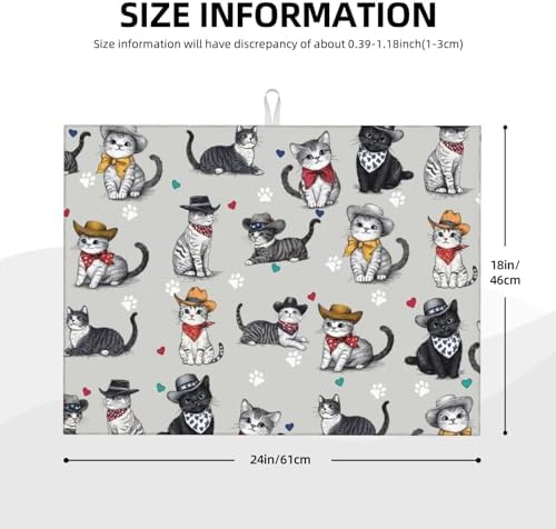 Pet Lover Cat Dish Drying Mat For Kitchen Counter, Super Absorbent Microfiber - Image 2