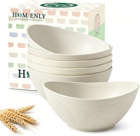 Homienly Unbreakable Cereal Bowls Wheat Straw Bowls Set 26 OZ Plastic Bowls by HOMIENLY