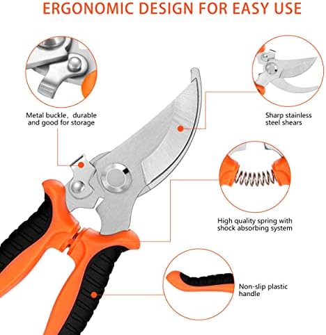 5 pack Garden Pruning Shears Stainless Steel Blades, Handheld Scissors Set - Image 3