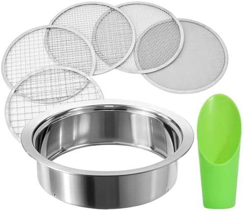 Soil Sieve Stainless Steel Riddle Sieve Set, 9.5" Diameter, Garden Sifter by FLOLXNB