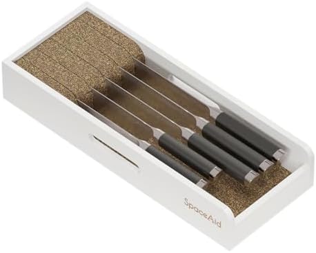 SpaceAid Knife Drawer Organizer Bamboo Insert Dock, Kitchen Steak Knives Holder by SpaceAid