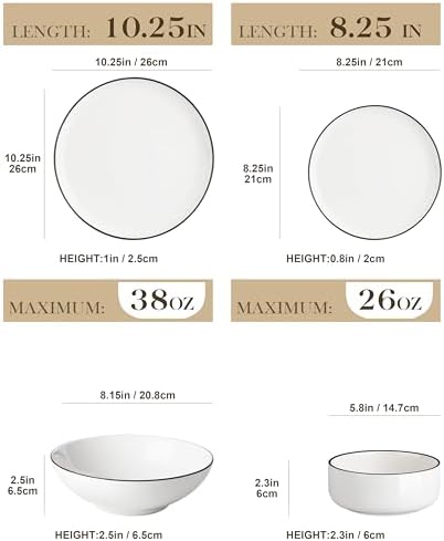 MALACASA 24 Pcs Porcelain Plates and Bowls Sets, Dinnerware Set - Image 2