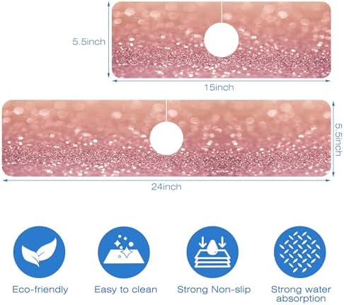 Abstract Pink Glitter Diamond Sink Faucet Absorbing Mat Sink Splash Guard - Image 3