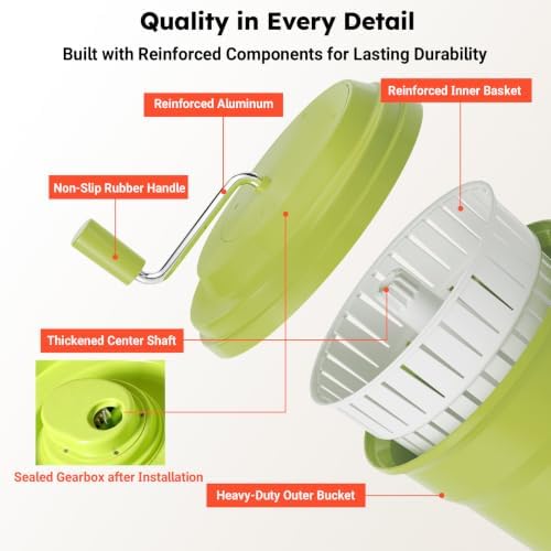 Commercial Salad Spinner, 2.5 Gallon Heavy Duty Vegetable Dryer - Image 3