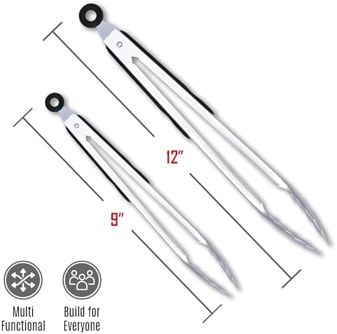 Stainless Steel Kitchen Tongs Set, 2 Pack - Image 3