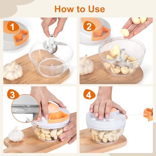 Manual Food Processor & Vegetable Chopper, Hand Pull String Garlic Mincer Onion - Image 3